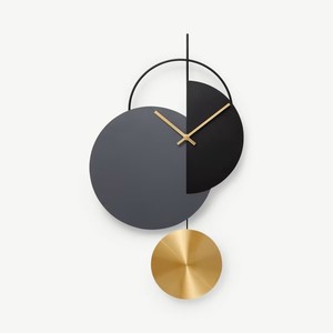 Minimal Black and <b>Gold</b> Circular Wall <b>Clock</b> with Geometric Panel Design for Modern Office Living Room and Clean Interior - Product Image 4