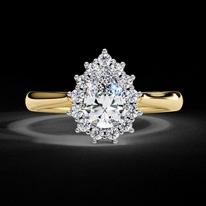 Anillo de Compromiso con Moissanita Corte Pera, Anillo Halo de Plata Esterlina 925, Anillo Nupcial con Moissanita Pera, Anillo de Boda de Inspiración Vintage - Product Image 1