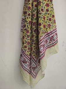 Hand Block Printed 100% Cotton Women's <b>Sarong</b> Handmade Floral Lightweight Breathable Beach Wear Scarf - Product Image 5