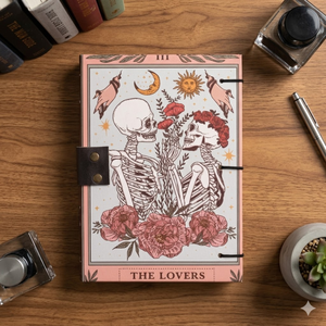 Skeleton Lovers <b>Lock</b> <b>Diary</b> Notebook A5 Cardboard <b>Diary</b> | Handmade Vintage Writing 100 Sheets Metal Clasp Closure Art Style - Product Image 2