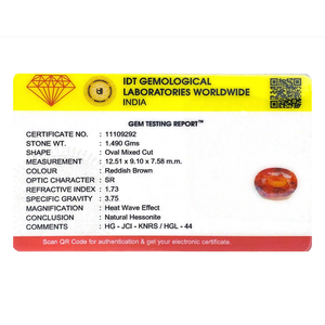 Hessonita Natural Gomed de 7.45 Quilates, Corte Ovalado, Gema Suelta para Joyería Fina - Product Image 4