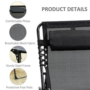 Silla Reclinable Portátil con Respaldo Ajustable y Almohada Extraíble, Cama Plegable para Acampar y Tomar el Sol - Product Image 5