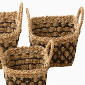 Decorative Jute & <b>Seagrass</b> Woven <b>Basket</b> Set with Handles for Eco-Friendly Home Storage & Decor - Product Image 3