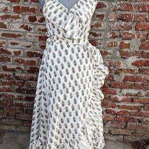 ชุดเดรสยาวคอตตอนพิมพ์ลายสไตล์อินเดียเดรสยาวระบายอากาศได้ดีพร้อมเทคนิคการถักแบบผูกเอวธรรมชาติ - Product Image 1