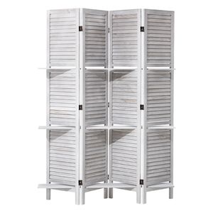 4-Panel 66.9-Inch Tall Portable Wood Room Divider Indoor Louvered Partition Art Folding Privacy <b>Screen</b> for Decorative Privacy - Product Image 1