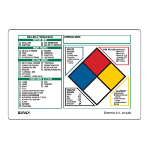 Étiquettes de classification des risques Brady NFPA, adhésif PP durable pour la sécurité chimique dans les laboratoires et les entrepôts - Product Image 1