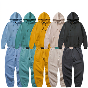Ensemble de survêtement unisexe à capuche de couleur unie, décontracté, avec sweat-shirt et pantalon de jogging pleine longueur, en coton respirant 320g, coupe ample, pour l'automne - Product Image 6
