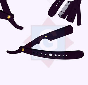 Navaja de Afeitar Recta para Hombre, de Acero Inoxidable con Mango Metálico, Negra, para Limpiar la Barba - Product Image 5