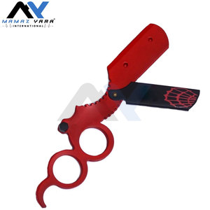 Rasoir droit Barber Cut Red Throat pour la barbe, lame noire, réutilisable, pour le rasage et l'entretien des poils du visage masculins - Product Image 5