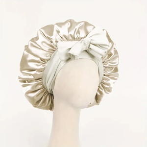 Bonnet en satin, bonnet en soie, bonnet réglable pour dormir, bonnet pour cheveux avec bande à nouer, bonnets pour femmes et hommes - Product Image 1