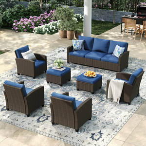 Groupe de sièges de canapé en rotin extérieur 7 pièces pour ensembles de jardin - Product Image 1
