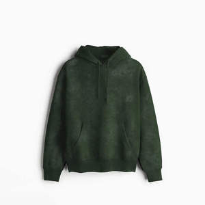 Sudadera con Capucha Verde Oscuro, 100% Algodón, Corte Regular, Informal, con Bolsillo Delantero, para Otoño - Product Image 1