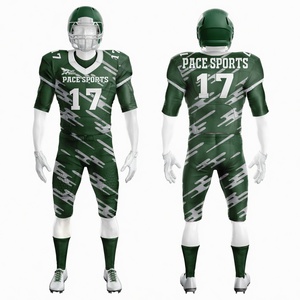 Uniformes de football américain personnalisés professionnels, bleu marine et vert, kit complet pour joueur avec pantalon rembourré - Product Image 3