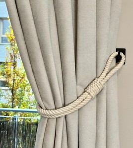 Handmade Cotton Rope Curtain Tieback: Nautical Window Accent - Product Image 1