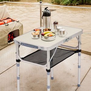 Tavolo da campeggio e picnic pieghevole in alluminio da 60 cm, 3 altezze regolabili, portatile e leggero per patio e esterni - Product Image 5