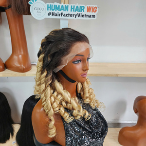 Hot Selling Raw Cuticle Aligned Vietnamese <b>Hair</b> Vendors Bouncy Egg <b>Curly</b> Ombre Blonde Human <b>Hair</b> 13x4 Frontal <b>Wigs</b> - Product Image 3