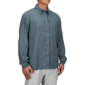 Custom Adults <b>Men's</b> Button Full Sleeve UPF 50 Vented Hunting Tactical Fishing Shirt Spandex/Polyester Anti-Bacterial Front Logo - Product Image 3