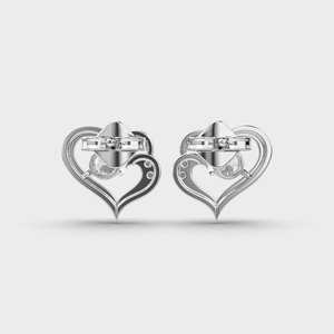 Factory Custom Rhodium Plated Solid 925 <b>Sterling</b> <b>Silver</b> <b>Heart</b> Shape Diamond Stud <b>Earrings</b> Women Fine Jewelry Gift - Product Image 4