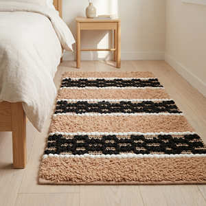 Alfombra Boho Hecha a Mano, Reversible, 5x10, Alfombra de Comedor Estilo Rústico, Alfombra Boho con Mechones para Sala de Estar, Dormitorio, Cocina, Decoración de Piso - Product Image 1