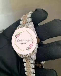 Customized Moissanite Diamond Full Iced out Wrist Watch Baguette and round Cut Hip hop Watch Glass Dial Window Diamond Tester - Product Image 2