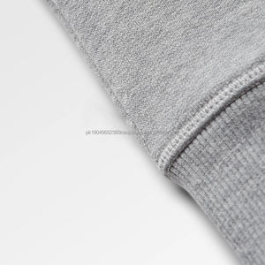 Gris chiné coton mélangé Ultra doux confortable col rond manches raglan avant côtes détails sweat hommes - Product Image 5
