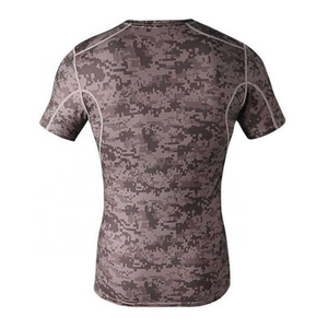 Digital Camo Short Sleeve Compression Shirt Men Performance Top Quick Dry Professional Grade BJJ Rash Guard Gear - Product Image 2