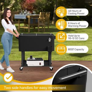 80Qt Black <b>Cooler</b> <b>Box</b> with Drain Pipe Freezer Incubator and Square Foot Tube for Lab or Home Use - Product Image 4