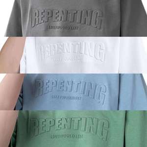 3D Embroidery Luxury Daily Wear T-shirt Loose comfort Fabric Tshirt O-Neck Blank Custom Short Sleeve T Shirt - Product Image 6