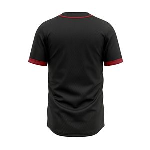Camiseta de Béisbol con Botones Completos, Ribete Rojo y Negro, Ropa Deportiva de Color Contrastante, Camiseta de Béisbol Antipilling - Product Image 2