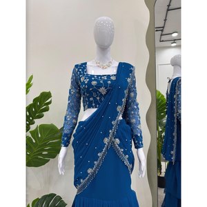Robe de soirée prête à porter Lehenga Saree pour un look élégant - Product Image 2