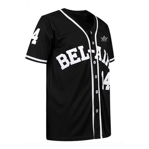 Camiseta de Béisbol Bel-Air para Hombre, Manga Corta, Cierre de Botones, Negra, Poliéster, Ropa Deportiva, Corte Regular, Todas las Temporadas - Product Image 4