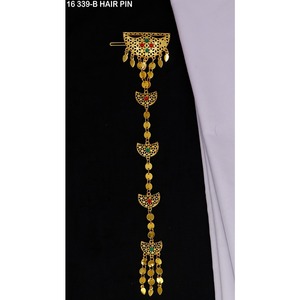 Hermosas Horquillas Vintage Nuevas con Pedrería, Joyería de Moda Chapada en Oro, Horquilla Árabe de Dubái para Mujer - Product Image 3