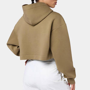 Sudadera con Capucha Oversize de Color Sólido, Sudadera con Capucha de Bloques de Color de Alta Calidad, Sudadera con Capucha Transpirable Oversize Tipo Crop Top para Mujer - Product Image 2