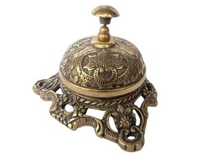 Handmade <b>Brass</b> Engraved Desk <b>Bell</b> Shiny Vintage Table Counter <b>Bell</b> for Home Hotel Reception Office Decor - Product Image 1