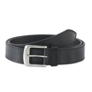 Cinturón casual de cuero genuino negro para hombre, hecho a mano, con costuras completas y hebilla de metal niquelado. - Product Image 4