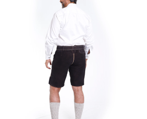 Shorts Bermuda Homme Noirs en Lederhosen Taille Haute Brodés à la Main Tissés Solides Respirants Imperméables Écologiques Décontractés Vintage - Product Image 4