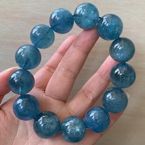 Natural Devil Blue Aquamarine <b>Bracelet</b> Starry Deep Blue Aquamarine <b>Beaded</b> Healing Calming Stone Jewelry Gift For Her - Product Image 3