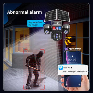 كاميرا V380pro لاسلكية تعمل بالطاقة الشمسية وبطاقة SIM 4G مع 4 عدسات و3 شاشات وتكبير بصري 10x وتتبع تلقائي وإضاءة إنذار للأمن والمراقبة - Product Image 4