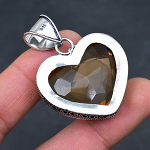 Pendentif artisanal unique vintage classique en argent sterling 925 avec pierre précieuse morganite naturelle en forme de cœur pour femme - Product Image 2