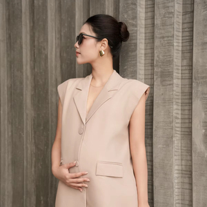 Pantalon de maternité fuselé pour femme, taille élastique, infroissable, en spandex, idéal pour le bureau, collection été, fabriqué au Vietnam - Product Image 1