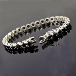 Pulsera de tenis con diamantes de moissanita negra, plata de ley 925, regalo de diamantes personalizado para boda - Product Image 1