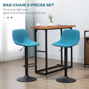 Set di 4 Sgabelli da Bar Regolabili Blu Girevoli per Cucina e Casa con Schienale Imbottito - Product Image 4