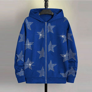 Sweat à capuche en strass fabriqué au Pakistan, design scintillant, streetwear tendance, vêtements décontractés d'hiver, orné de pierres - Product Image 1