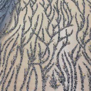 Tela Bordada con Lentejuelas de Cristal y Pedrería, Color Rosa Nude, con Cuentas y Malla de Encaje, para Vestidos de Fiesta y Prendas de Alta Costura - Product Image 2