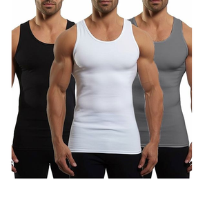 Tank Top High Quality Men's Gym Workout Fitness Streetwear Sleeveless Fit 100% Cotton Ribbed Tank Top Men From - Product Image 1