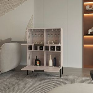 Mobile bar rettangolare Winthrop grigio chiaro con 6 bottiglie - Product Image 3