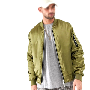 Custom <b>Men's</b> Vintage Satin <b>Bomber</b> Letterman <b>Varsity</b> <b>Jackets</b> Stand Collar Front Embroidery High Street Style OEM for Winter - Product Image 2
