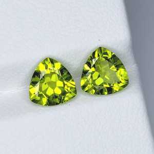 Par de peridotos naturales con corte trillón, piedras preciosas sueltas verdes, par a juego para la fabricación de joyas, proveedor mayorista - Product Image 5