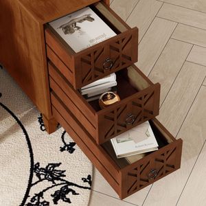 Tavolino Alto da Comodino Angolare per Camera da Letto con 3 Cassetti e 4 Ripiani Aperti, Unità di Stoccaggio Versatile - Previsto Arrivo 2025/5 - Product Image 2