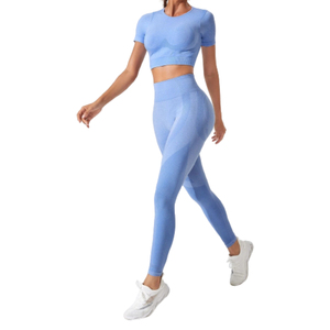 Conjunto Deportivo para Mujer, Sujetador Deportivo con Tirantes y Leggings de Cintura Alta, Ropa Deportiva Elástica, Conjunto Esencial para Correr y Yoga - Product Image 1